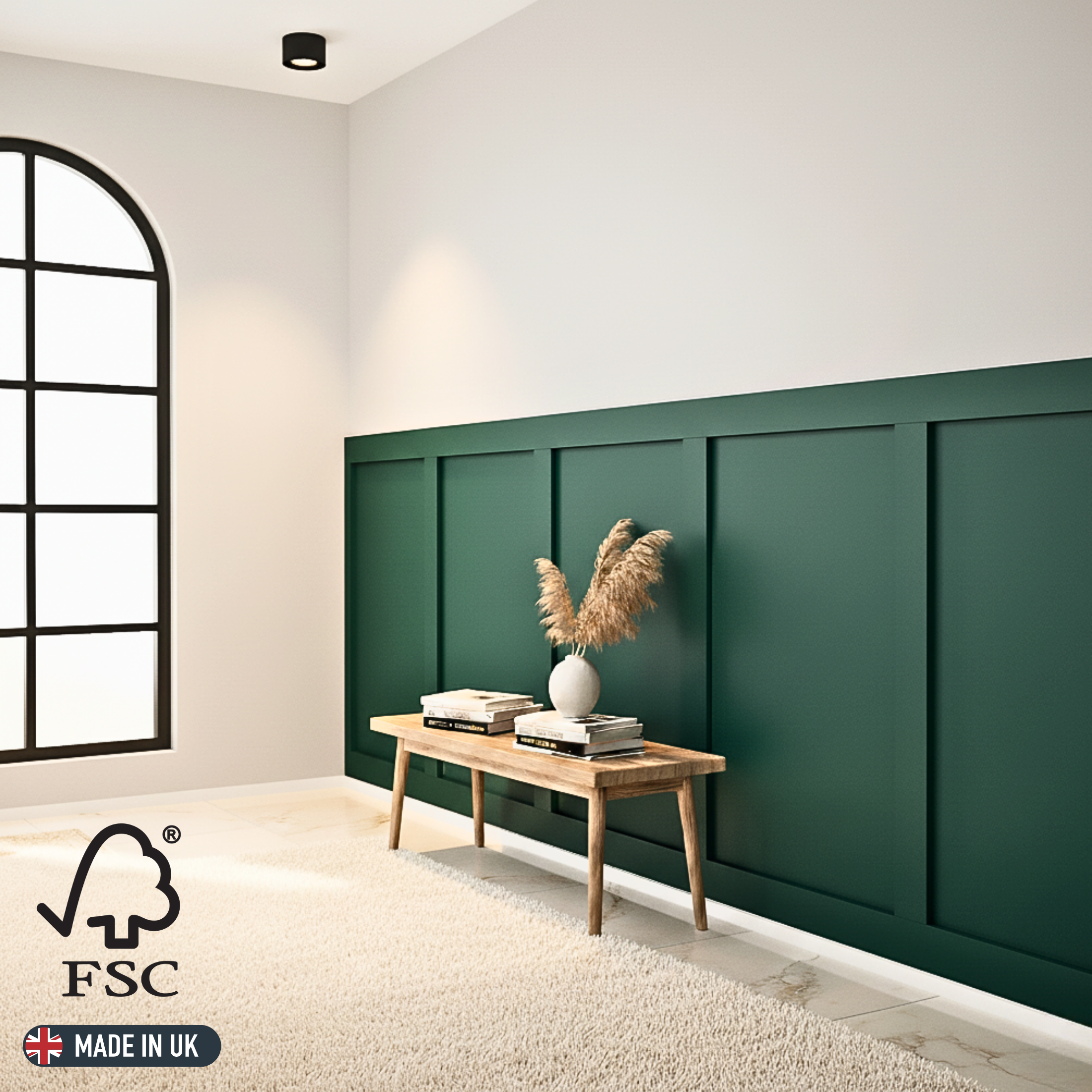 12-Panel Shaker Wall Panels (6 × 100cm + 6 × 50cm) – Living Room