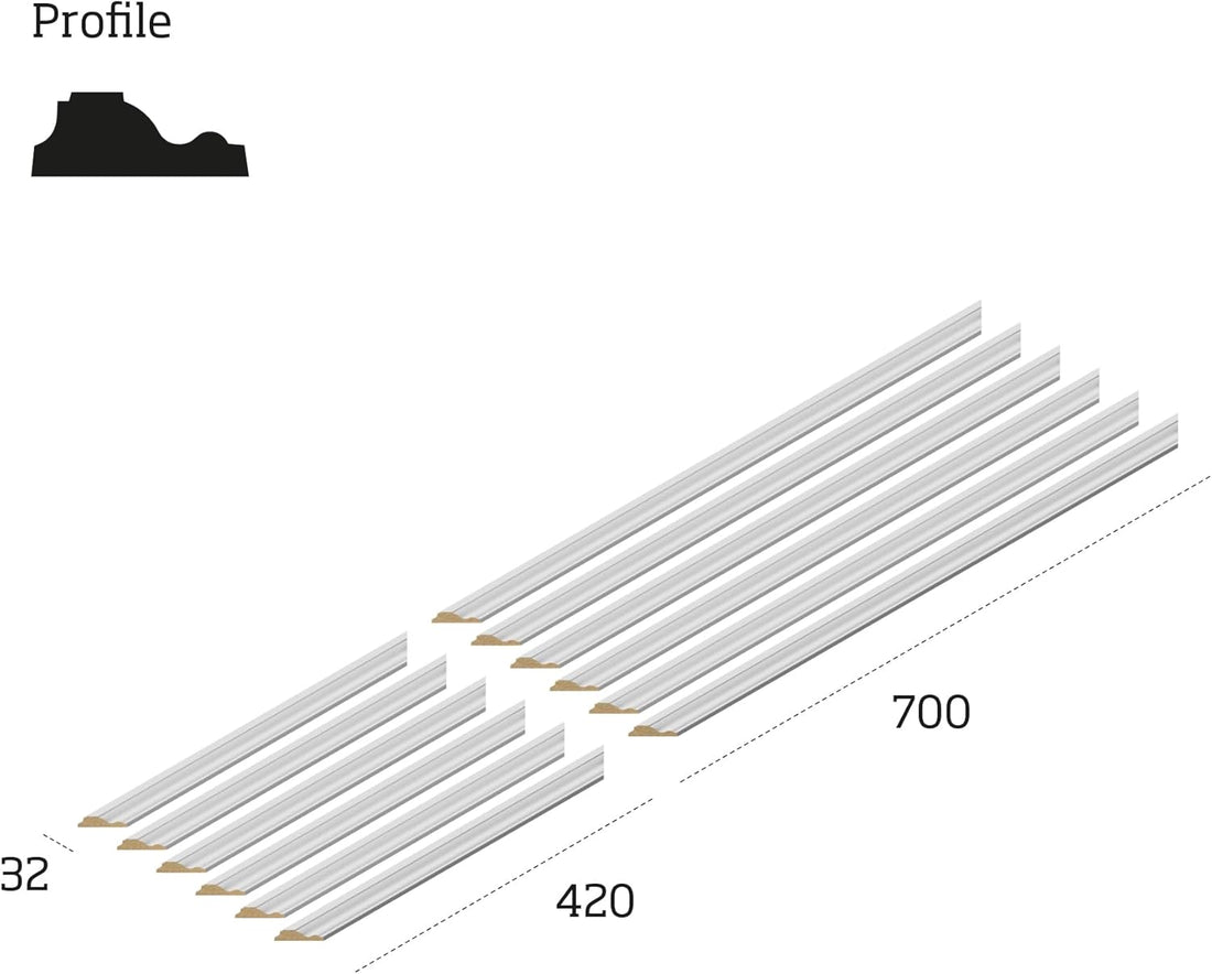 MWPKT-2 - Ready to Paint Wall Panel Moulding Kit, 3 Panel Feature Wall Set (700mm x 420mm) | Pre-Primed & Pre-Mitred | Easy Install Decorative Wall Panels