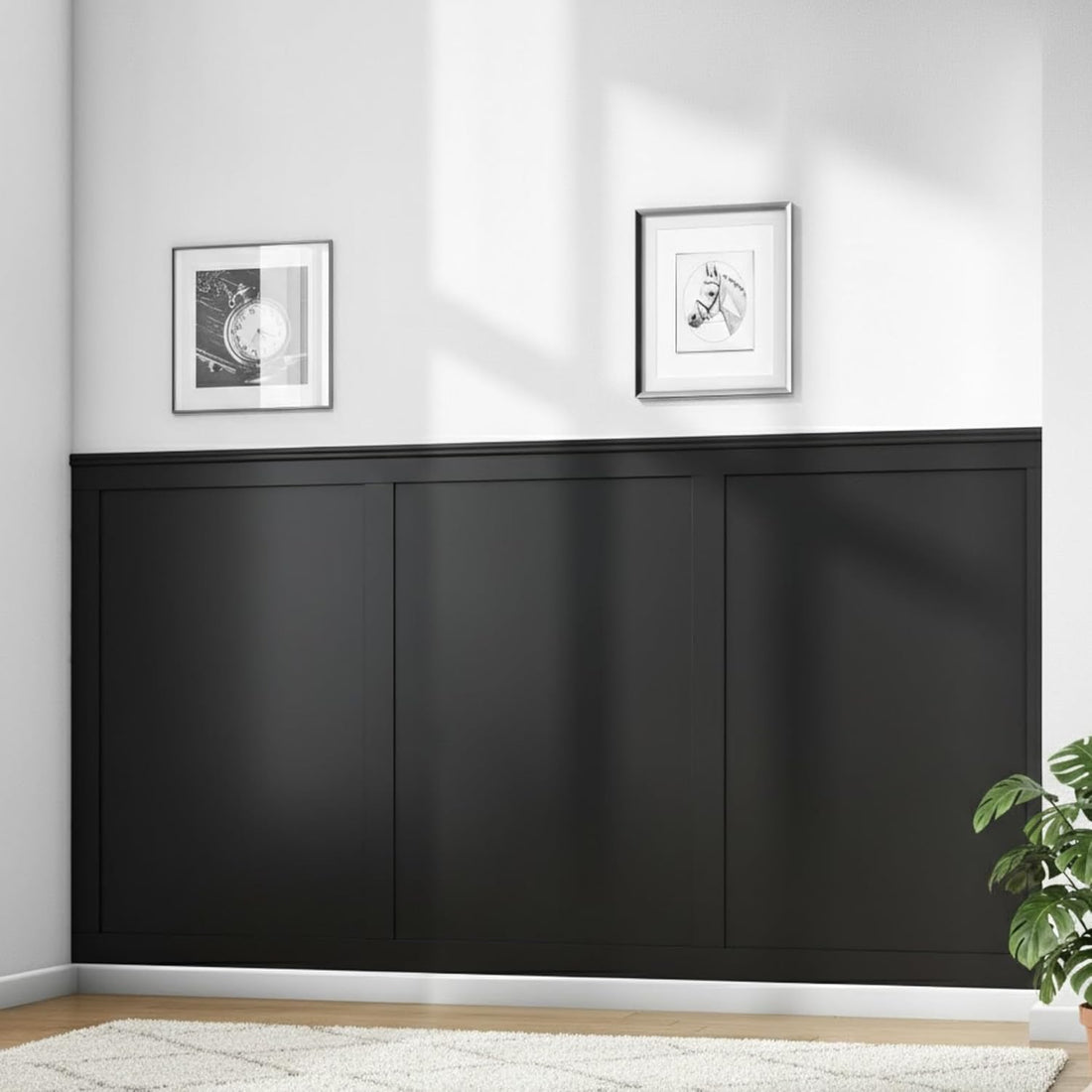 Cheshire Moulding Modern Shaker Wall Panel Minimalist Decorative Capping & Horizontal Slats, Pre-Cut DIY Kit for Living Room, Bedroom, or Hallway, Easy Installation Contemporary Shaker Style Paneling