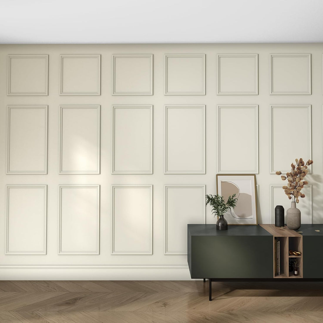 MWPKT-2 - Ready to Paint Wall Panel Moulding Kit, 3 Panel Feature Wall Set (700mm x 420mm) | Pre-Primed & Pre-Mitred | Easy Install Decorative Wall Panels