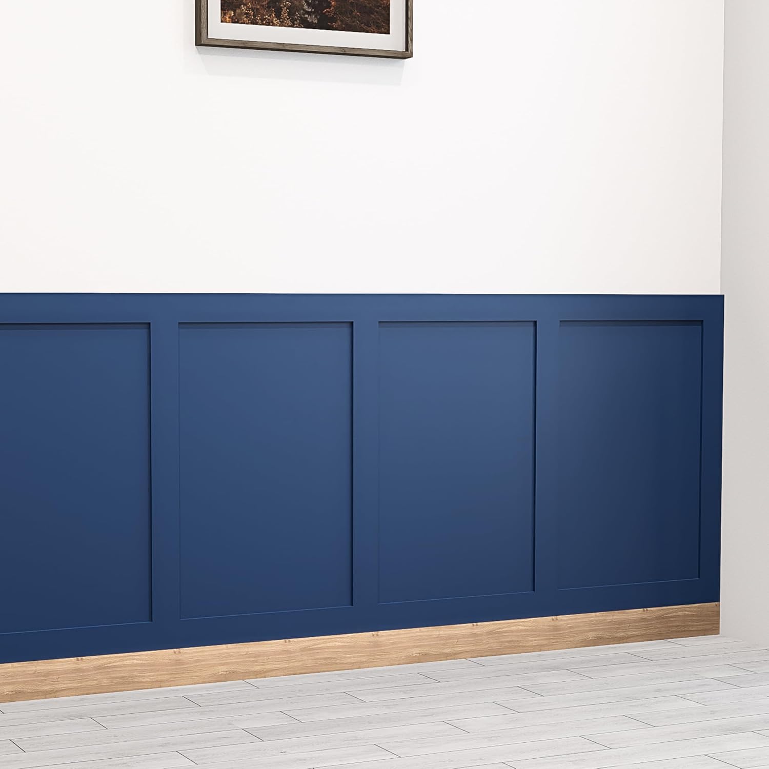 Full KIT Shaker Wall Panelling Kit Dado & Picture Rail DIY 3D Wall Panels MDF 6/9mm Decorative Interior Wall Cladding Custom Build Panel Kit Paintable Easy‑Install Feature Wall (10x 120cm Long Panel)