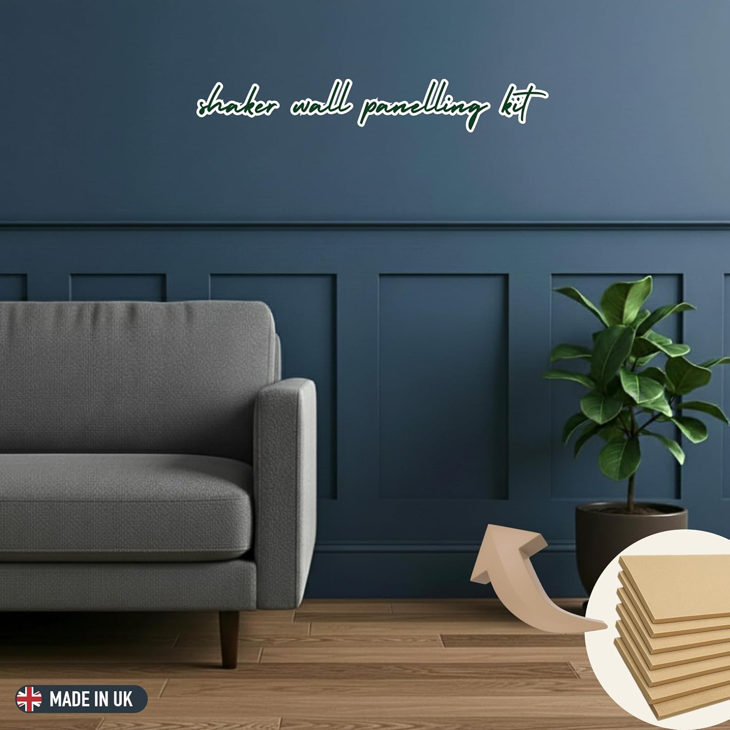 ShakerMDF Wall Panelling Kit – 7x100cm & 7x50cm Pre-Cut MDF Slats with Adhesive/Screws, DIY Paintable Smooth Shaker Wall Panels for Bedrooms, Feature Walls, Sleeping Room & Interiors - Pack of 14