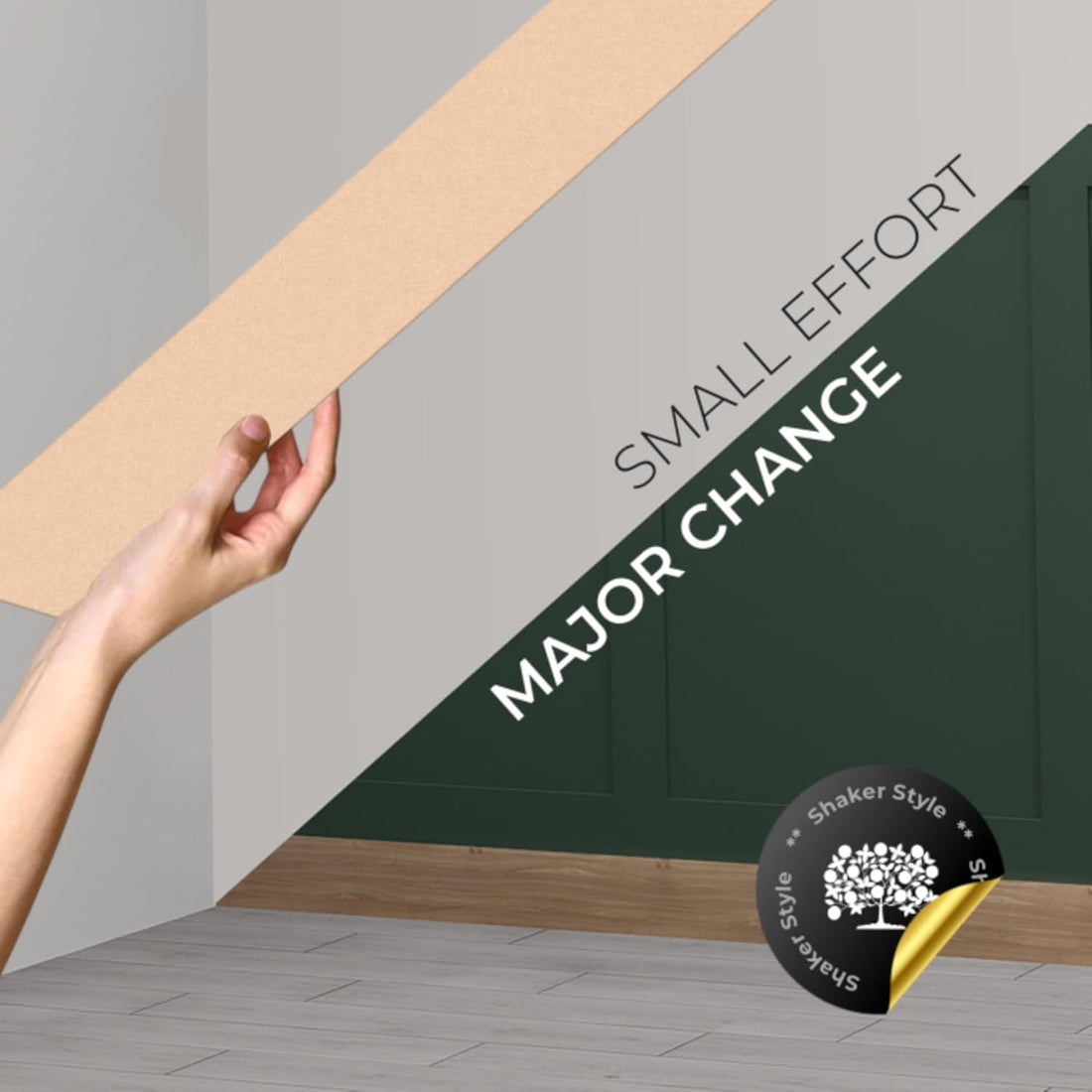 Full KIT Shaker Wall Panelling Kit Dado & Picture Rail DIY 3D Wall Panels MDF 6/9mm Decorative Interior Wall Cladding Custom Build Panel Kit Paintable Easy‑Install Feature Wall (10x 120cm Long Panel)