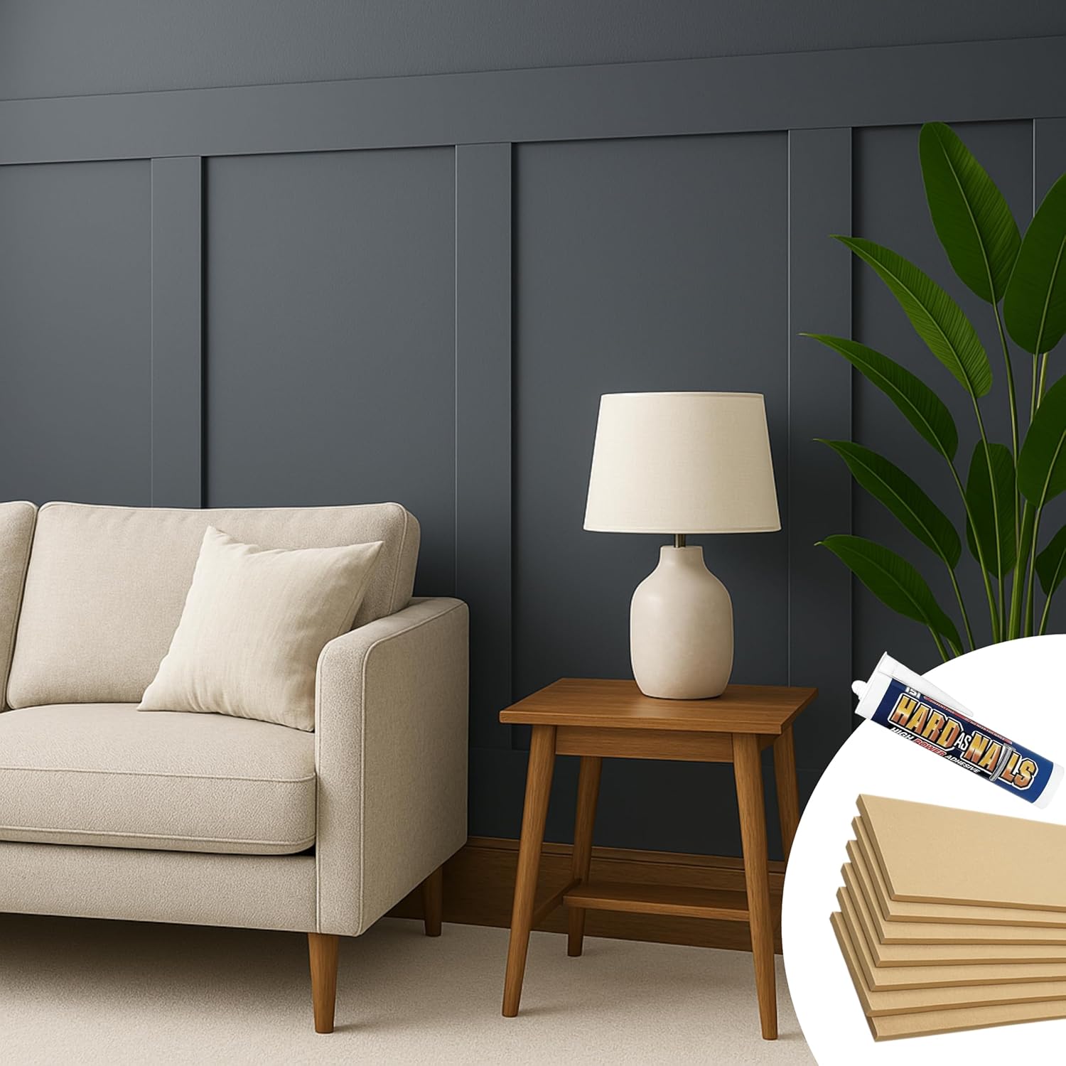 Full KIT Shaker Wall Panelling Kit Dado & Picture Rail DIY 3D Wall Panels MDF 6/9mm Decorative Interior Wall Cladding Custom Build Panel Kit Paintable Easy‑Install Feature Wall (10x 120cm Long Panel)